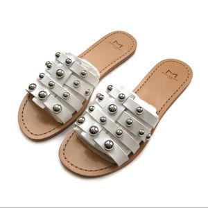•MARC FISHER LTD• Pava Slide Sandal Studs Silver White